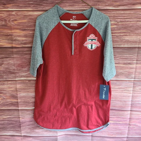 TORONTO FC SOCCER (FANATICS) "MLS" SHIRT (LARGE) GRAY AND RED NWT VERY SOFT Cover