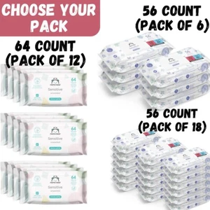 Mama Bear Baby Sensitive Unscented Best Wipes Pack of 6-18 Total 336-1008 Wipes - Picture 1 of 33