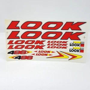 Look 496 Vintage Decals Frame Stickers Set Bicycle Bike Cycling Pedals Tri Red - Picture 1 of 8