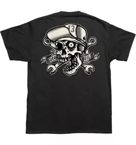 Camiseta punk gótica Lucky 13 Skull Bro garaje con tatuajes construidos motociclista LM1000SL - Imagen 1 de 3