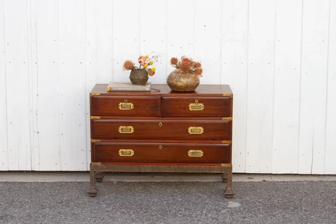 19th Century English Mahogany Campaign Chest Cover