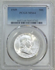 1949 P Franklin Half Dollar PCGS MS64 Frosty 95% Bell Lines New Holder PQ #B89B - Picture 1 of 4