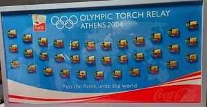 Coke Olympic Torch Relay Pin Display Athens 2004 (Pass The Flame Unite The World - Picture 1 of 3