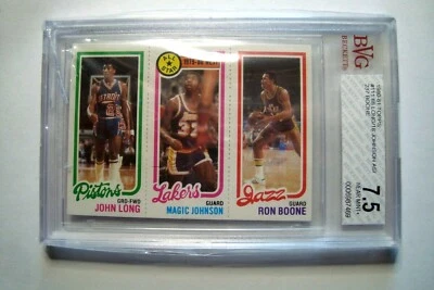 1980-81 Topps #111 Magic Johnson/Long/Boone Rookie BVG 7.5 ~ Near Mint+ - Image 1 of 2