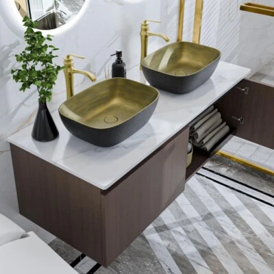 Badmöbel Set Badezimmermöbel Waschtisch inkl.Unterschrank/Waschbecken/Wasserhahn - Bild 1 von 4