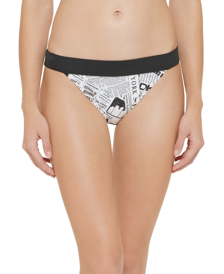 MSRP $58 Dkny Printed Low-Rise Bikini Bottom Womens Swimsuit White Size XL - Image 1 of 1
