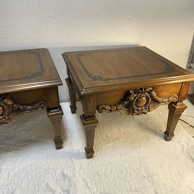 Beautiful Pair of Ornate Wood Lane End Tables / Side Tables Mo. # 1462 - 18 - Image 1 of 4