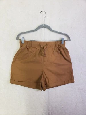 Uniqlo Women Shorts Small Brown Cotton Linen Mid Rise Drawstring Cuffed Culotte - Image 1 of 4
