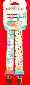 Ulubulu Universal Pacifier Clip Animal Ilamas Dog Polka Dots Baby Clips 2 Pack - Picture 1 of 2