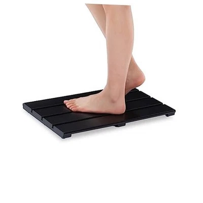 竹木迷你浴缸淋浴垫适用于小号 15.8 英寸 x 10.2 英寸(矩形)黑色 — 第 1/4 张图片