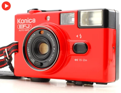 Konica EFJ Auto Date Red 35mm Point & Shoot Film Camera From JAPAN [MINT] - Image 1 of 4
