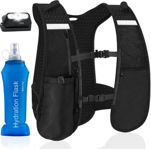 Reflektierende Laufweste mit 500ml Trinkblase mit Stirnlampe, Handytasche - Bild 1 von 9