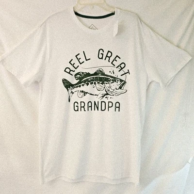 Camiseta Gráfica de Pesca Gran Abuelo Carrete Bien Usada Blanca Talla XL Foto 1 de 4