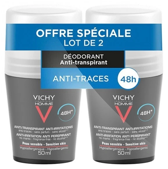 Vichy Men 48H Antitranspirante Anti-Irritación Roll-On Desodorante (2 x 50 ml) Foto 1 de 1