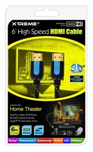 Xtreme 84106 6-FEET Blue Mesh Braided High Speed HDMI With Ethernet Channel 1E - Picture 1 of 3