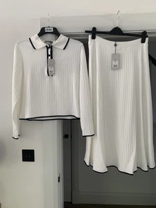 Mint Velvet Cream Outfit Top & Skirt Set Size 14/16 Brand New RRP £130 Sold Out - Picture 1 of 21