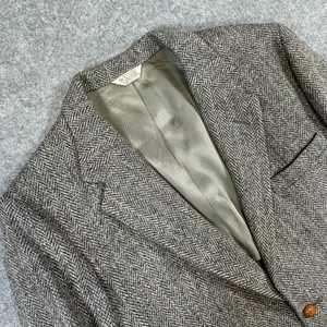 Vintage Harris Tweed Blazer Mens 41S Brown Herringbone Wool Hunt Valley USA 80s - Picture 1 of 14