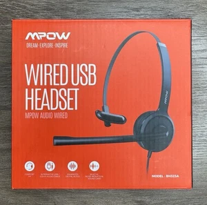 MPOW Audio Wired USB Headset Model BH323A 3.5MM Jack w/Built in Microphone - Photo 1/5