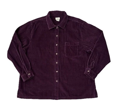 L.L. Chaqueta Camisa Bean Pana Mujer Talla XL Púrpura Abotonada Ancho Ballena Foto 1 de 4