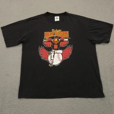 Camisa De Colección Rochester Red Wings Hombres XL Negra Años 90 Gráfica Camiseta MiLB Desteñida 1997 Foto 1 de 4