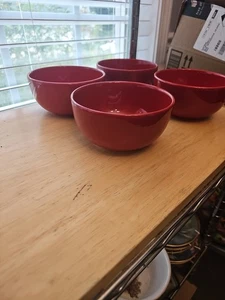 Lot of 4 Noble Excellence Candy Apple Red 5 1/4" Cereal Soup Bowls EUC - Picture 1 of 5