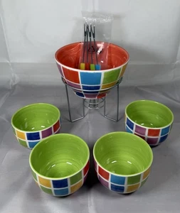 Whittard Of Chelsea Mosaik Fondue Set Geschirrhalter 4 Schüsseln & 4 Gabeln - Bild 1 von 5