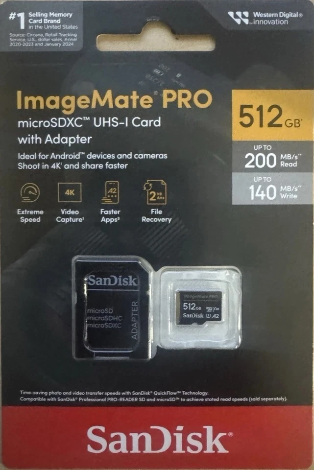 Tarjeta de memoria SanDisk 512 GB ImageMate PRO microSDXC UHS-1 Foto 1 de 1