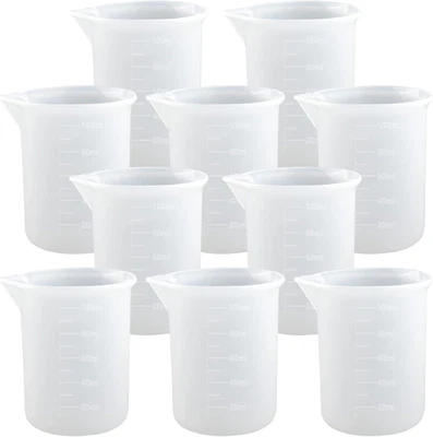 10 PIEZAS 100Ml Tazas Medidoras de Silicona para Resina Antiadherente Tazas Mezcladoras Pegamento Herramientas Foto 1 de 4