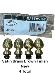 Baldwin 1092-060 Satin Messing/braun Endstück Eichel Scharnier Spitzen Set (4) Gesamt Neu aus altem Lagerbestand - Bild 1 von 4