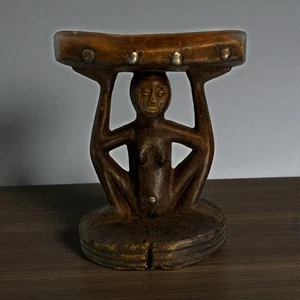 Vtg African Art Tribal Appui Nuque Luba Stool Neck Support Female Rep of Congo - Picture 1 of 17