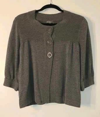 Apt 9 Mujer Suéter Cárdigan Corto Botón Frontal Cubierta Gris Talla Grande Foto 1 de 4