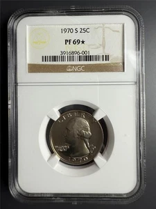 1970 S WASHINGTON QUARTER 25C PF69* STAR NGC EXCELLENT EYE APPEAL PR69 SKU 3889 - Picture 1 of 2
