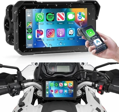 LEEKOOLUU 5" Motorcycle Gps Sat Nav Wireless Carplay Android Auto Car Stereo For Motorbike