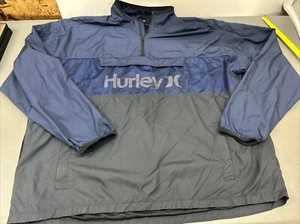 Hurley Men’s Obsidian Anorak Jacket- Size XXL Water Repellent Blue Black - Picture 1 of 16