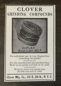 Vintage 1910 Clover Grinding Compounds Clover Mfg Company Original Ad 1221 - Picture 1 of 1