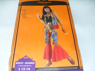 Disfraz Hippie Flower Power Bell Fondo Halloween Damas 12-14 Lg Foto 1 de 4