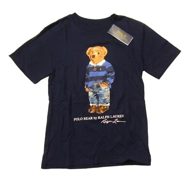 Polo Ralph Lauren Boys Navy Rugby Polo Bear Graphic Short Sleeve T-Shirt - Image 1 of 2