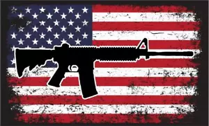AR15 USA FLAG, STICKER, DECAL, 5YR VINYL, AR15 Grunge USA Flag TS - Picture 1 of 2