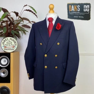 Chaqueta Blazer Militar DAKS (40R) Doble Pecho Pico Azul Marino + Botón Cresta Dorada - Imagen 1 de 20