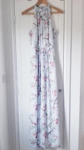 Ted Baker Elynor Oriental Blossom Maxi Dress TB Size 3 UK 12 RRP £229 Grey Blue - Picture 1 of 12