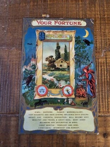 Horóscopo en relieve bruja nacida en septiembre postal vintage de tu fortuna - Imagen 1 de 5