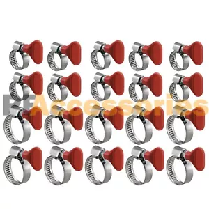 20 Pcs Key Type Twist Adjustable Stainless Steel Hose Clamp Set Kit (1" + 1-1/2" - Picture 1 of 1