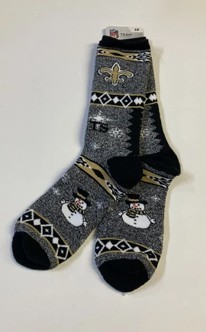 New Orleans Saints Christmas Socks Crew Length Large Size Mens 10-13 Shoe NEW Cover