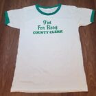 Vintage 80er Jahre Ringer T-Shirt Rosy County Schreiber Politikpapier dünner einzelner Stich 