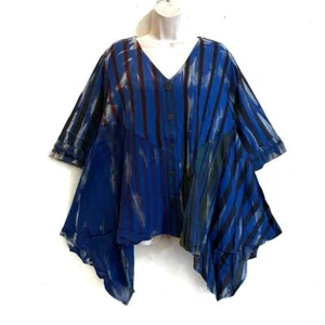 Sacred Threads Hippie Boho Festival Sharkbite Tie Dye Patchwork Top 221214 - Picture 1 of 2