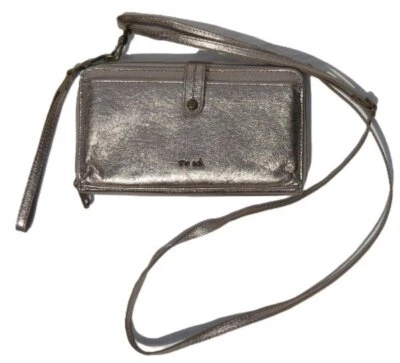 The SAK Iris White Gold Leather Crossbody Clutch Purse Mini Wallet Credit Cards - Image 1 of 4