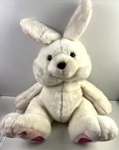 White Bunny Rabbit Plush Easter Sitting Pink Toes Whiskers Vintage 23in See Belo - Picture 1 of 15