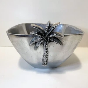 PEWTER SERVING BOWL - Palm Tree - Tropical 11" Square - Picture 1 of 5