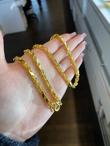 9999 24k gold Slanted Box Anchor links Mix Style chain 105 Gram 24” 4mm - Picture 1 of 6