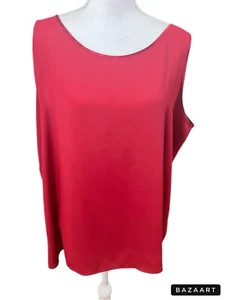 Liz Baker Woman 18W Red Polyester Sleeveless Scoop Neck Tank Top Blouse - Picture 1 of 4